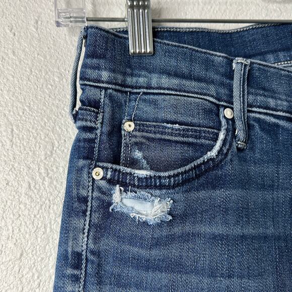 MOTHER The Rascal Ankle Step Fray Jeans Women’s 26 Dark Graffiti Raw Hem - Picture 6 of 15